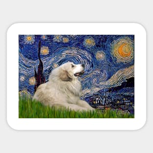 Great Pyrenees in Starry Night Adaptation Sticker